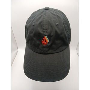 Volcom Full Stone Logo Black Cap Adjustable Strapback Hat Embroidered Logo